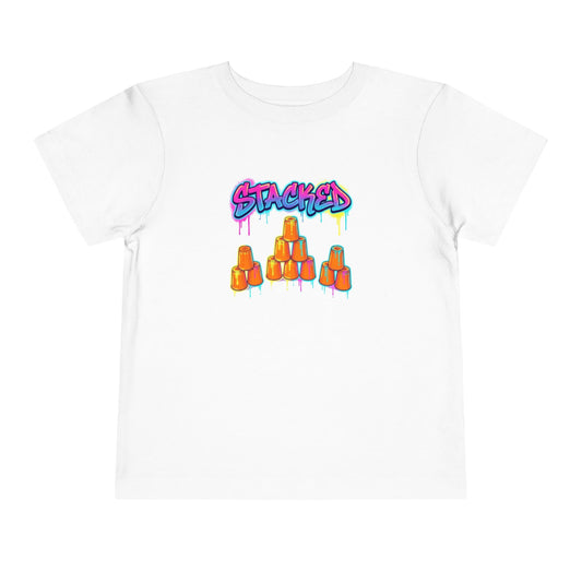 Stacked Cups Trick Shot Bottle Flip Art Toddler Short Sleeve T-Shirt