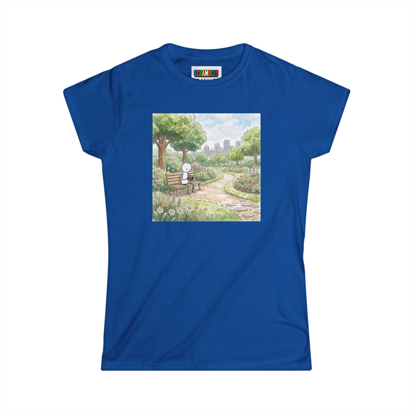 City Park Watercolor  -Rubik's Cube Art Women's Softstyle T-Shirt