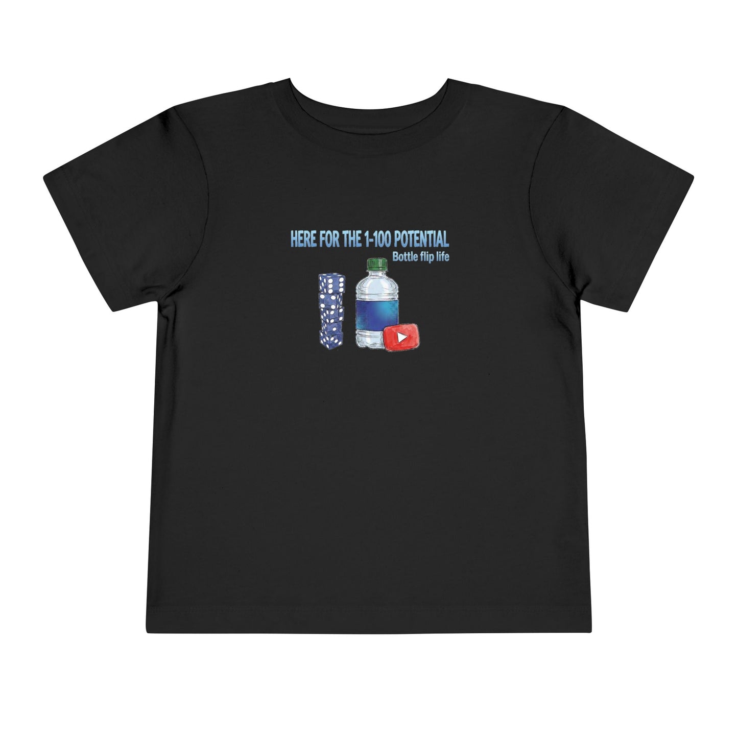 1 - 100 Potential Trick Shot Bottle Flipping Art Toddler Short Sleeve T-Shirt