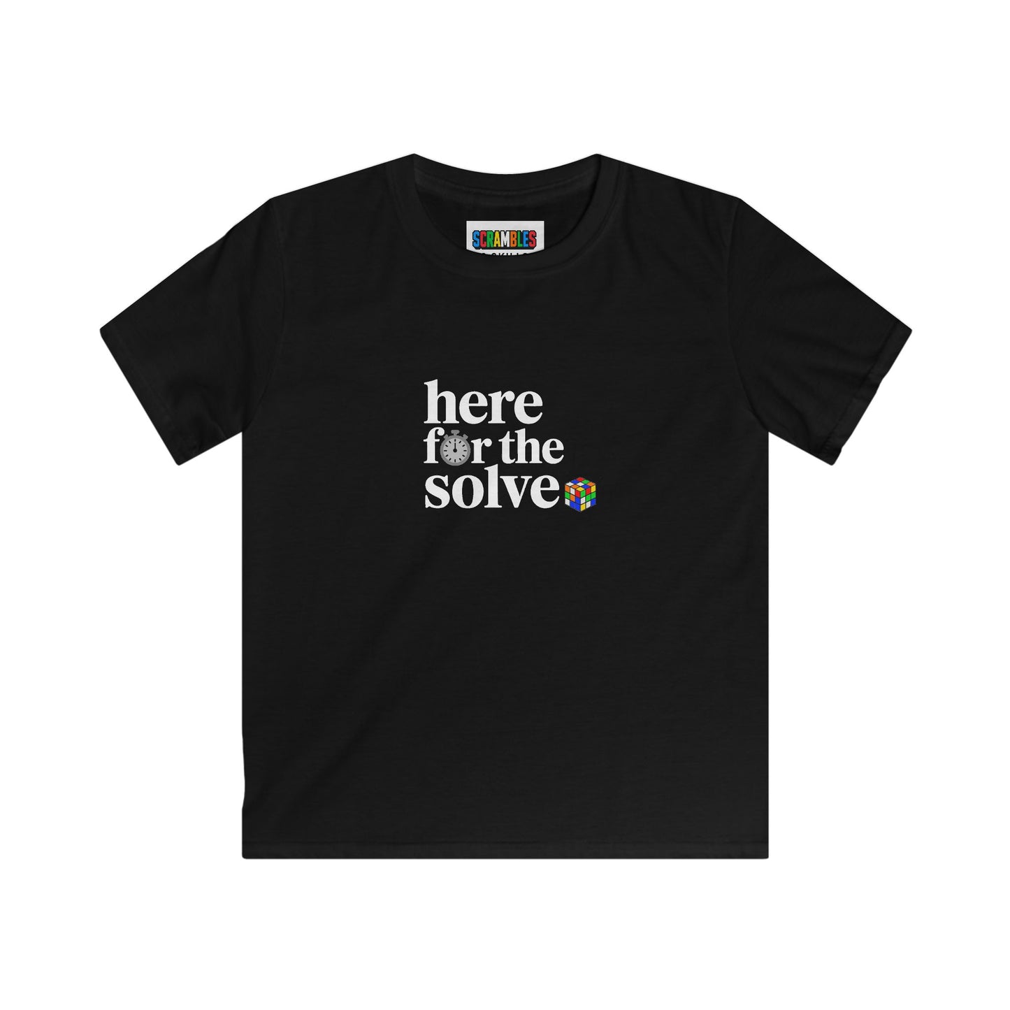 Here For The Solve - Rubik's Cube Art  Kids Softstyle Tee