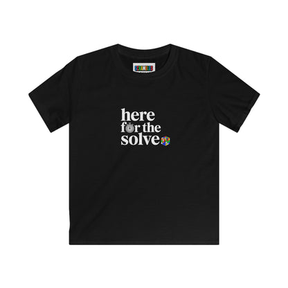 Here For The Solve - Rubik's Cube Art  Kids Softstyle Tee