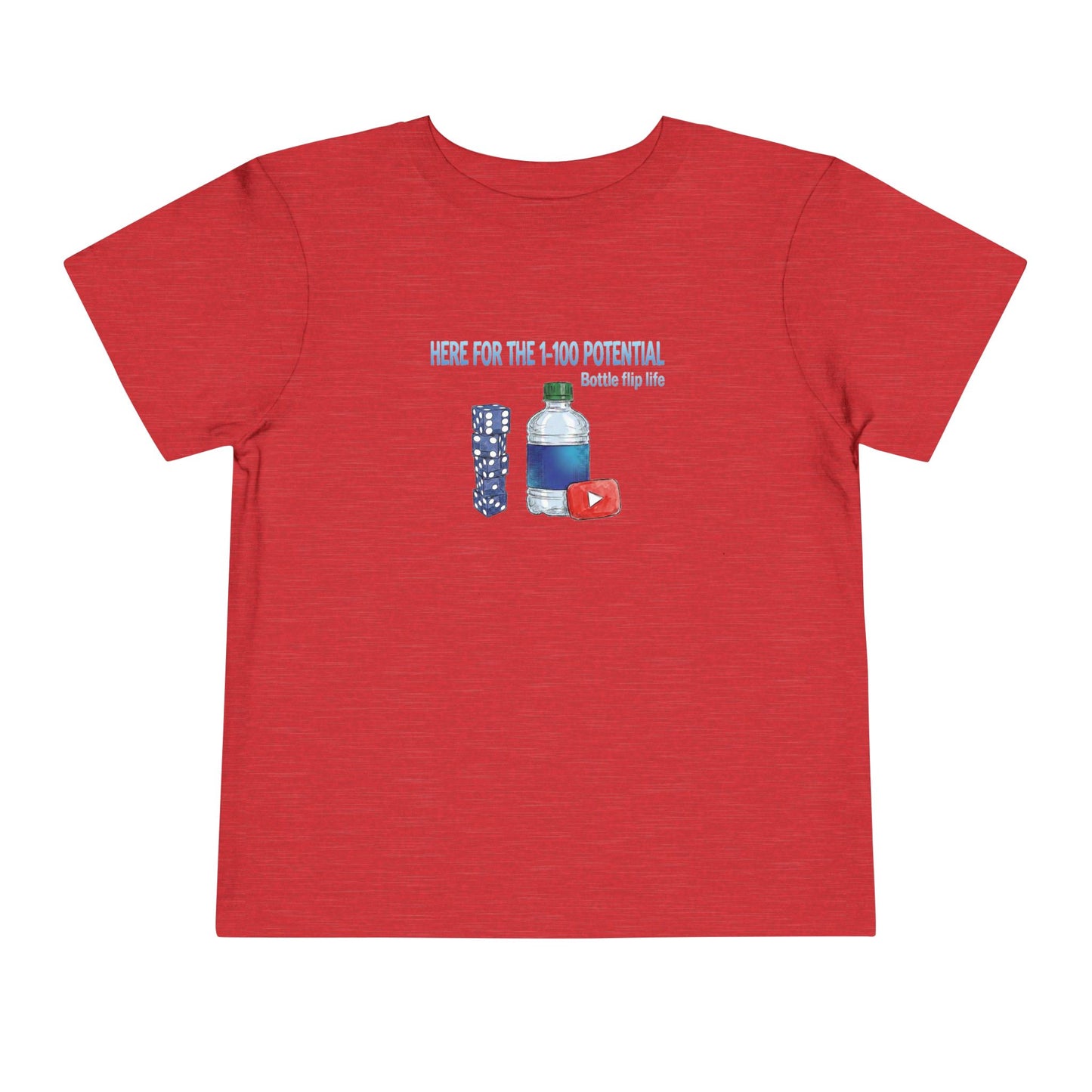 1 - 100 Potential Trick Shot Bottle Flipping Art Toddler Short Sleeve T-Shirt