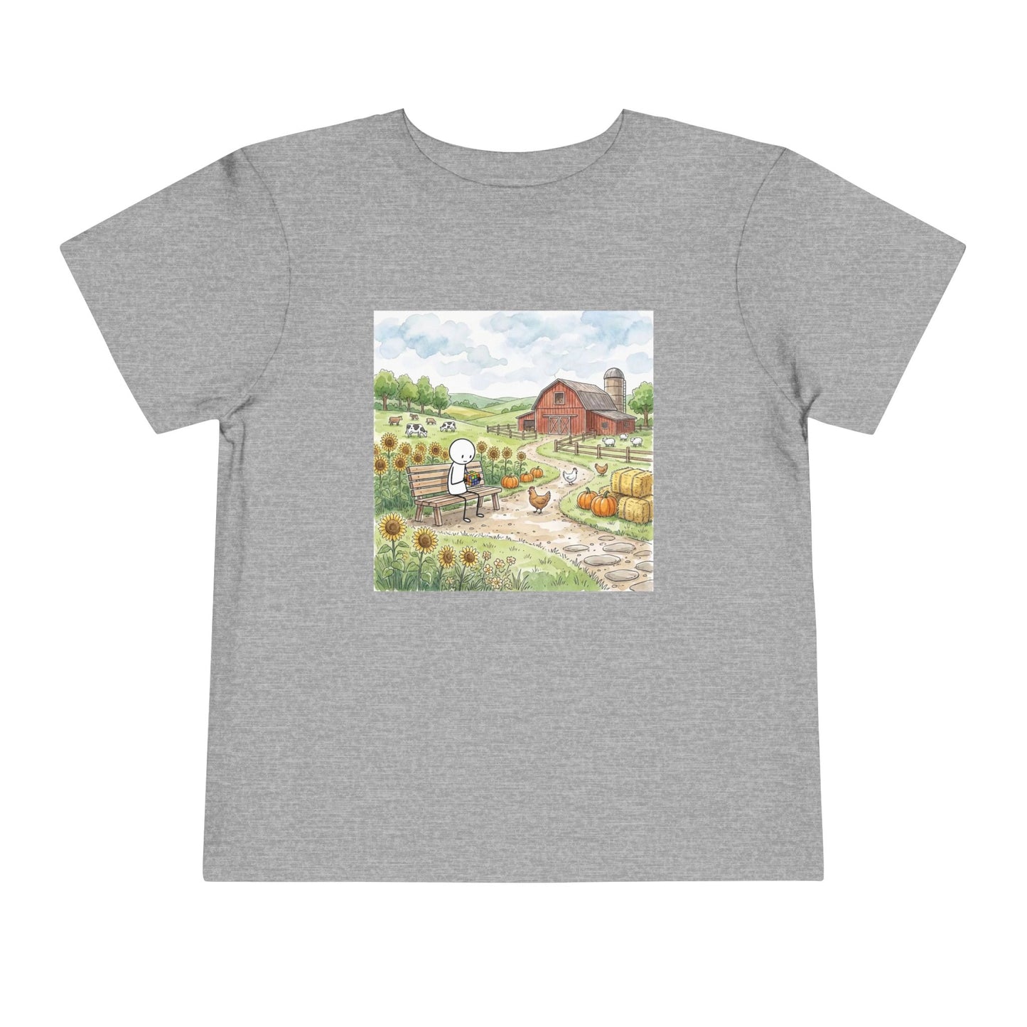 Farm Watercolor - Rubik's Cube Art  Toddler Short Sleeve T-Shirt