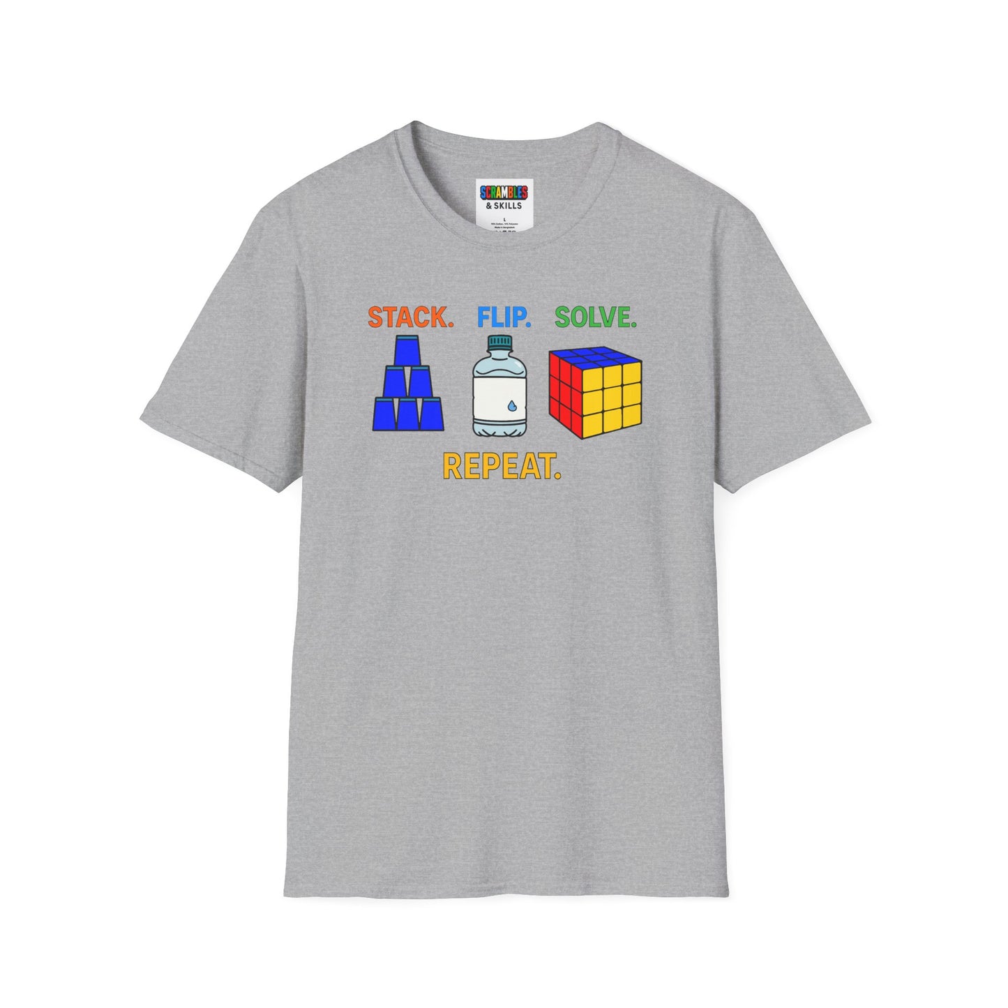 ⚡ Express - Flip Stack Solve Repeat Unisex Graphic Softstyle T-Shirt