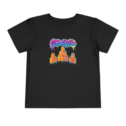 Stacked Cups Trick Shot Bottle Flip Art Toddler Short Sleeve T-Shirt
