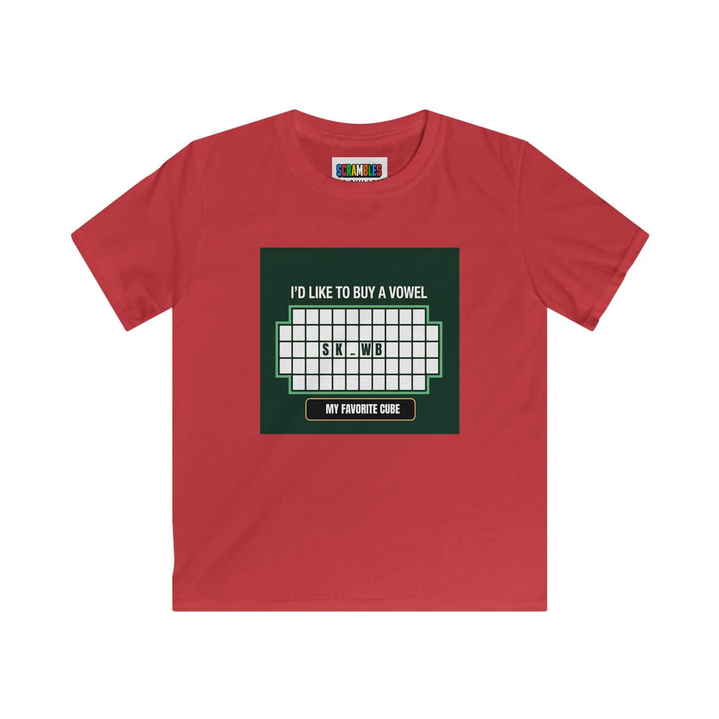 Skewb - Vowel - Rubik's Cube Art  Kids Softstyle Tee