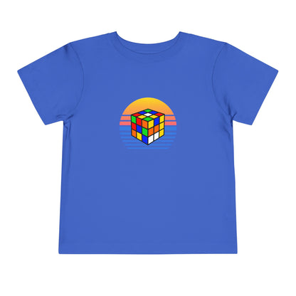 Rubik's Cube Shirt Sunset Solve Toddler Short Sleeve T-Shirt| Fun Cubing Shirt