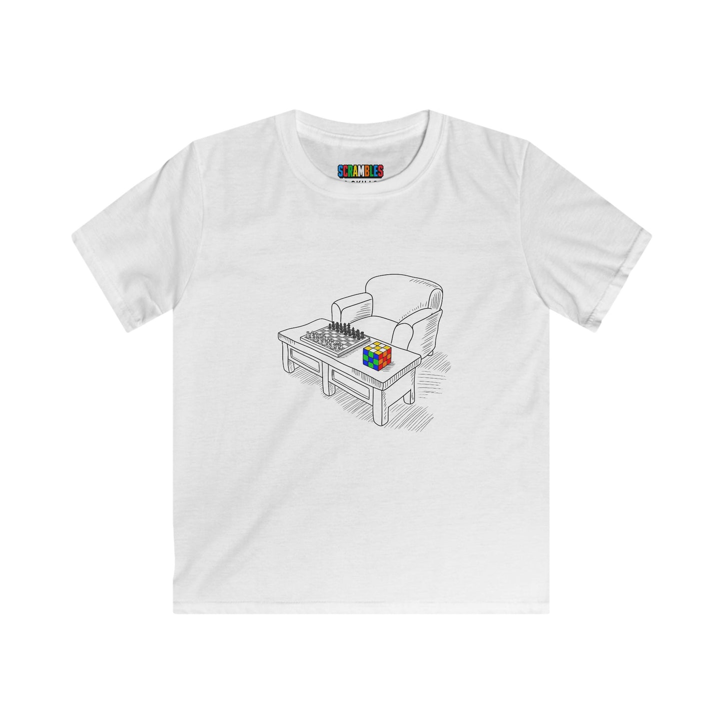 Chess and Checkered  - Rubik's Cube Art Kids Softstyle Tee