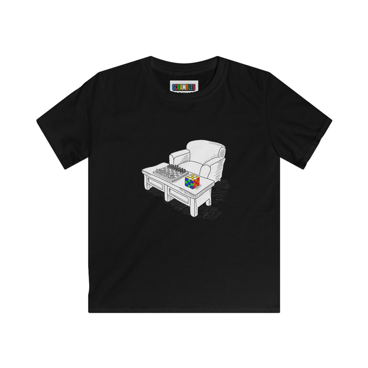 Chess and Checkered  - Rubik's Cube Art Kids Softstyle Tee