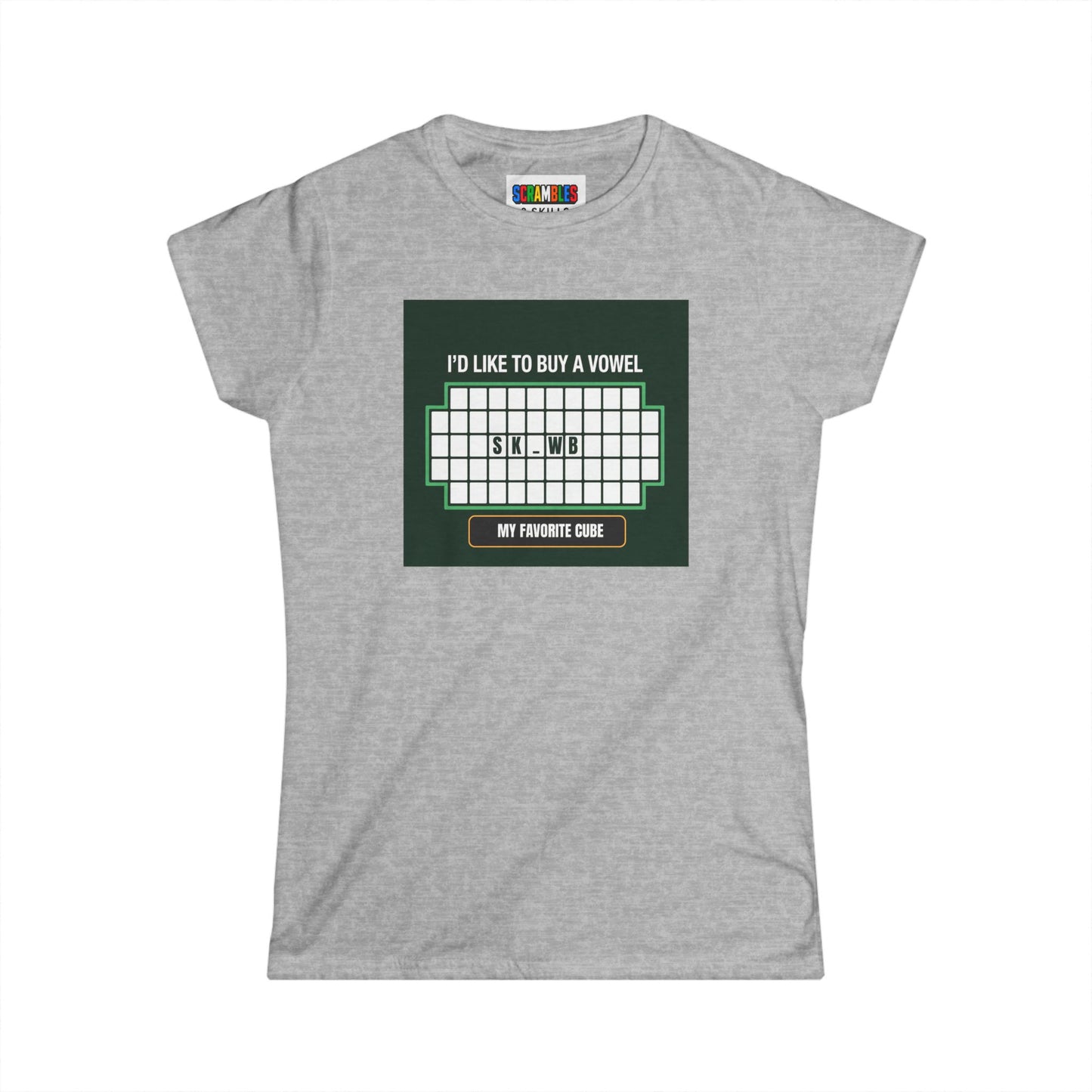 Skewb - Vowel  - Rubik's Cube Art Women's Softstyle T-Shirt