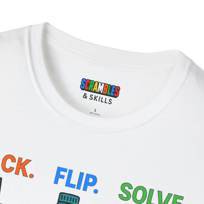 Flip Stack Solve Repeat Unisex Graphic Softstyle T-Shirt