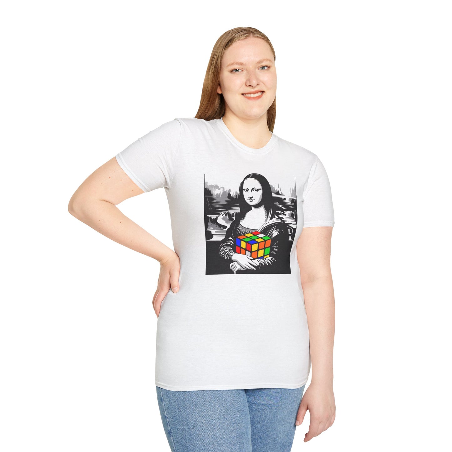 Mona Lisa Art  - Rubik's Cube Art Unisex Graphic Softstyle T-Shirt