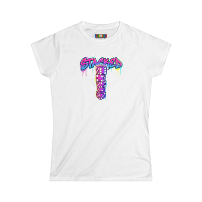 Stacked Dice Trick Shot Bottle Flip Art Women's Softstyle T-Shirt