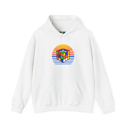 Rubik's Cube Shirt Sunset Solve Unisex Heavy Blend™ Hooded Sweatshirt| Fun Cubing Shirt