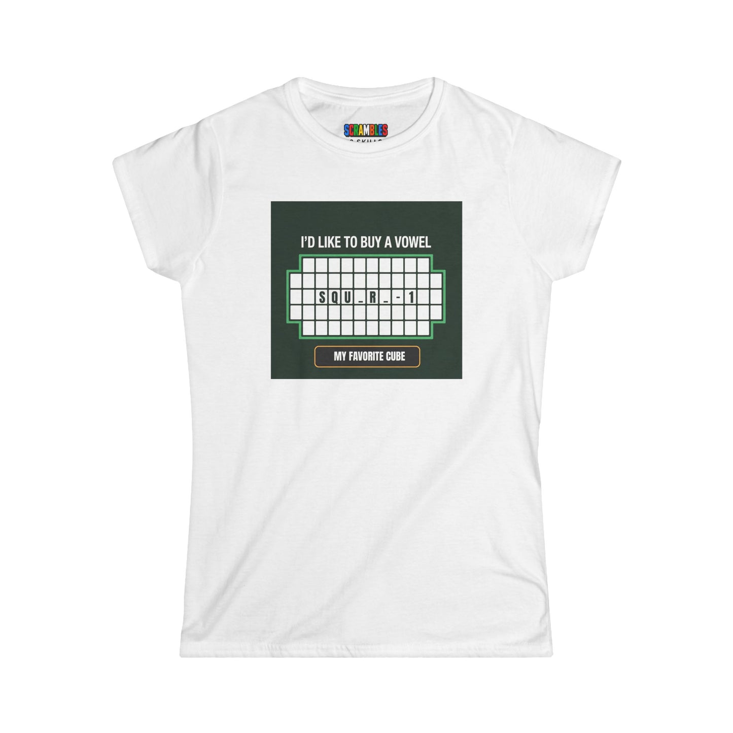 Square-1 - Vowel  - Rubik's Cube Art Women's Softstyle T-Shirt