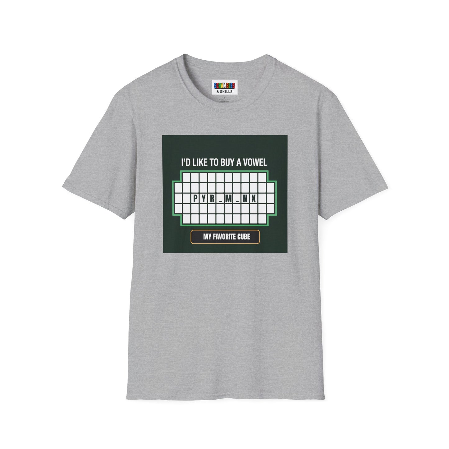 Pyraminx Vowel  - Rubik's Cube Art Unisex Graphic Softstyle T-Shirt