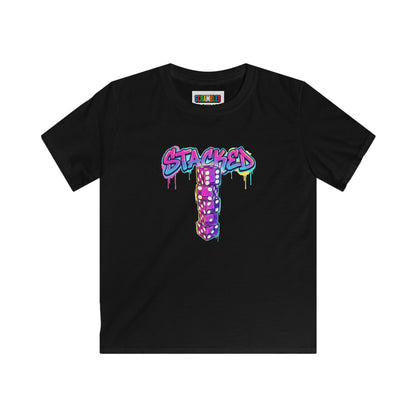 Stacked Dice Trick Shot Bottle Flip Art Kids Softstyle Tee