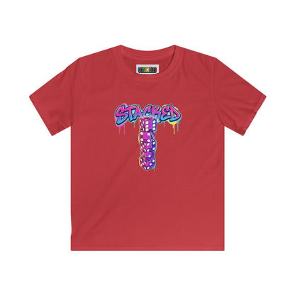 Stacked Dice Trick Shot Bottle Flip Art Kids Softstyle Tee