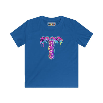 Stacked Dice Trick Shot Bottle Flip Art Kids Softstyle Tee