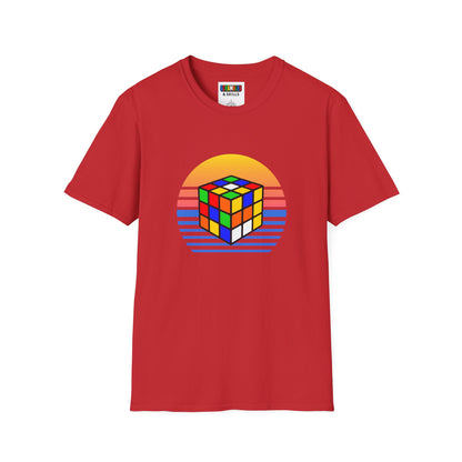 ⚡ Express - Rubik's Cube Shirt Sunset Solve Unisex Graphic Softstyle T-Shirt| Fun Cubing Shirt