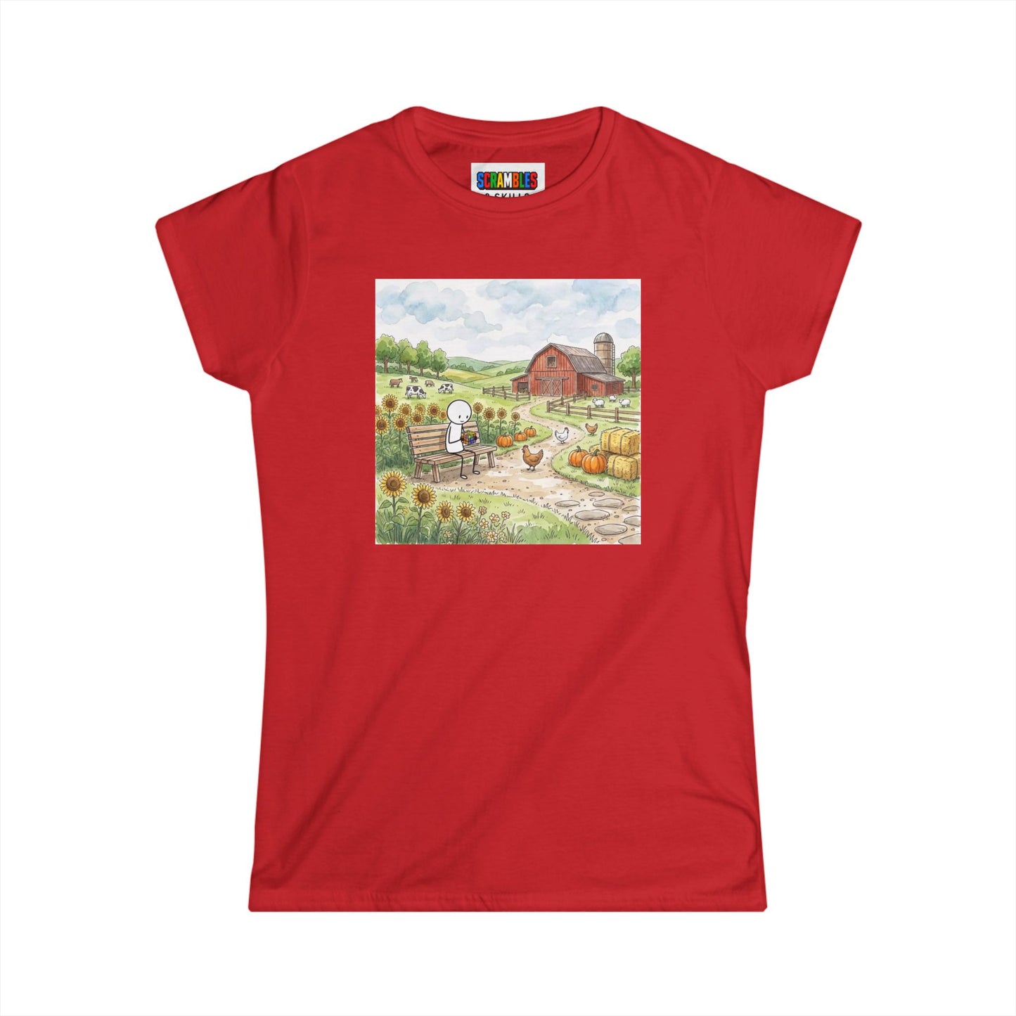 Farm Watercolor -Rubik's Cube Art  Women's Softstyle T-Shirt