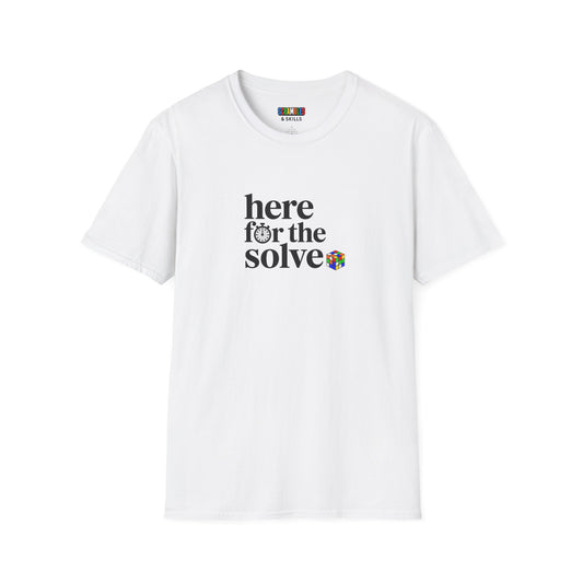 Here For The Solve - Rubik's Cube Art Unisex Graphic Softstyle T-Shirt