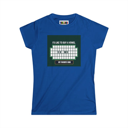 Skewb - Vowel  - Rubik's Cube Art Women's Softstyle T-Shirt