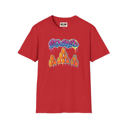 Stacked Cups Trick Shot Bottle Flip Art Unisex Graphic Softstyle T-Shirt