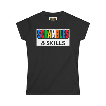 Scrambles & Skills - Rubik's Cube Art  Women's Softstyle T-Shirt