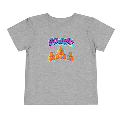 Stacked Cups Trick Shot Bottle Flip Art Toddler Short Sleeve T-Shirt