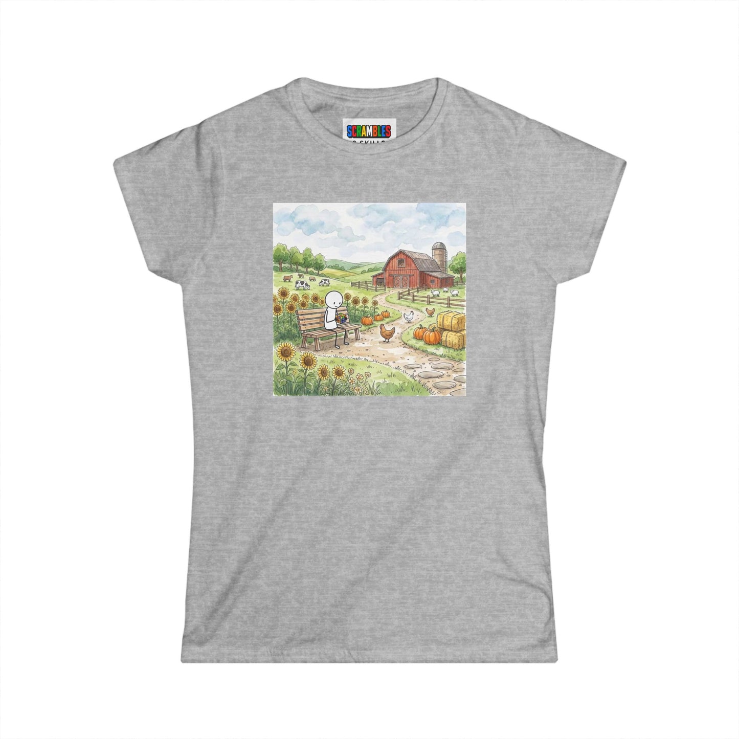 Farm Watercolor -Rubik's Cube Art  Women's Softstyle T-Shirt