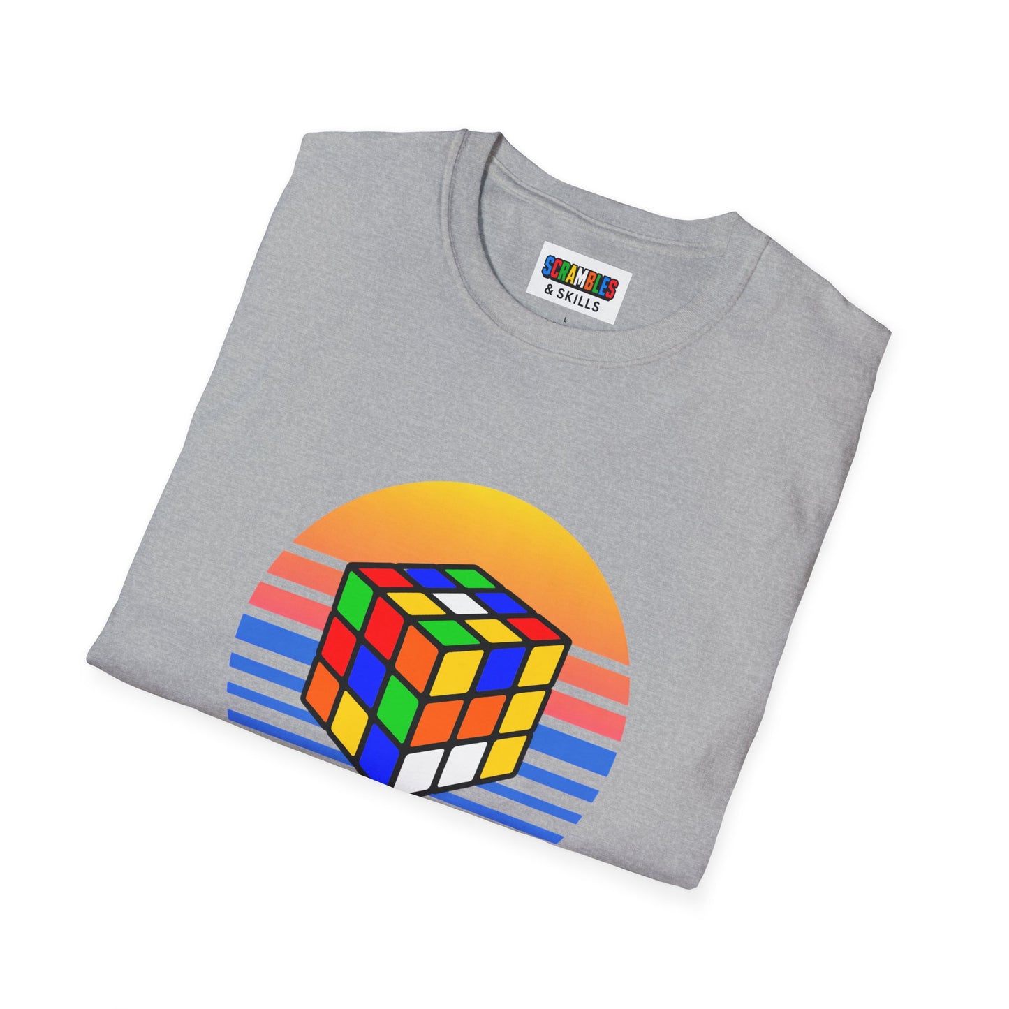 Rubik's Cube Shirt Sunset Solve Unisex Graphic Softstyle T-Shirt| Fun Cubing Shirt