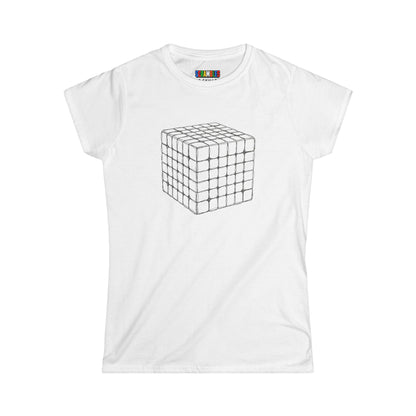 6x6 Doodle - Rubik's Cube Art  Women's Softstyle T-Shirt