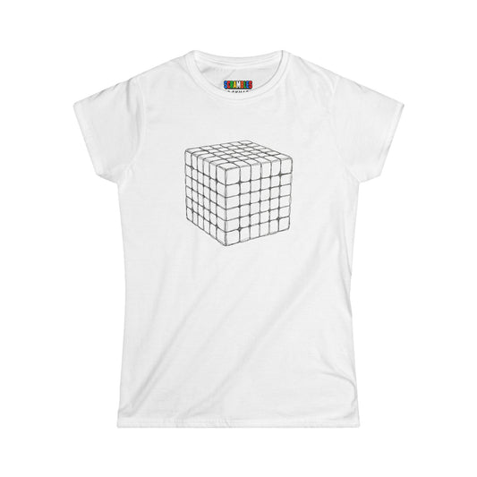 6x6 Doodle - Rubik's Cube Art  Women's Softstyle T-Shirt