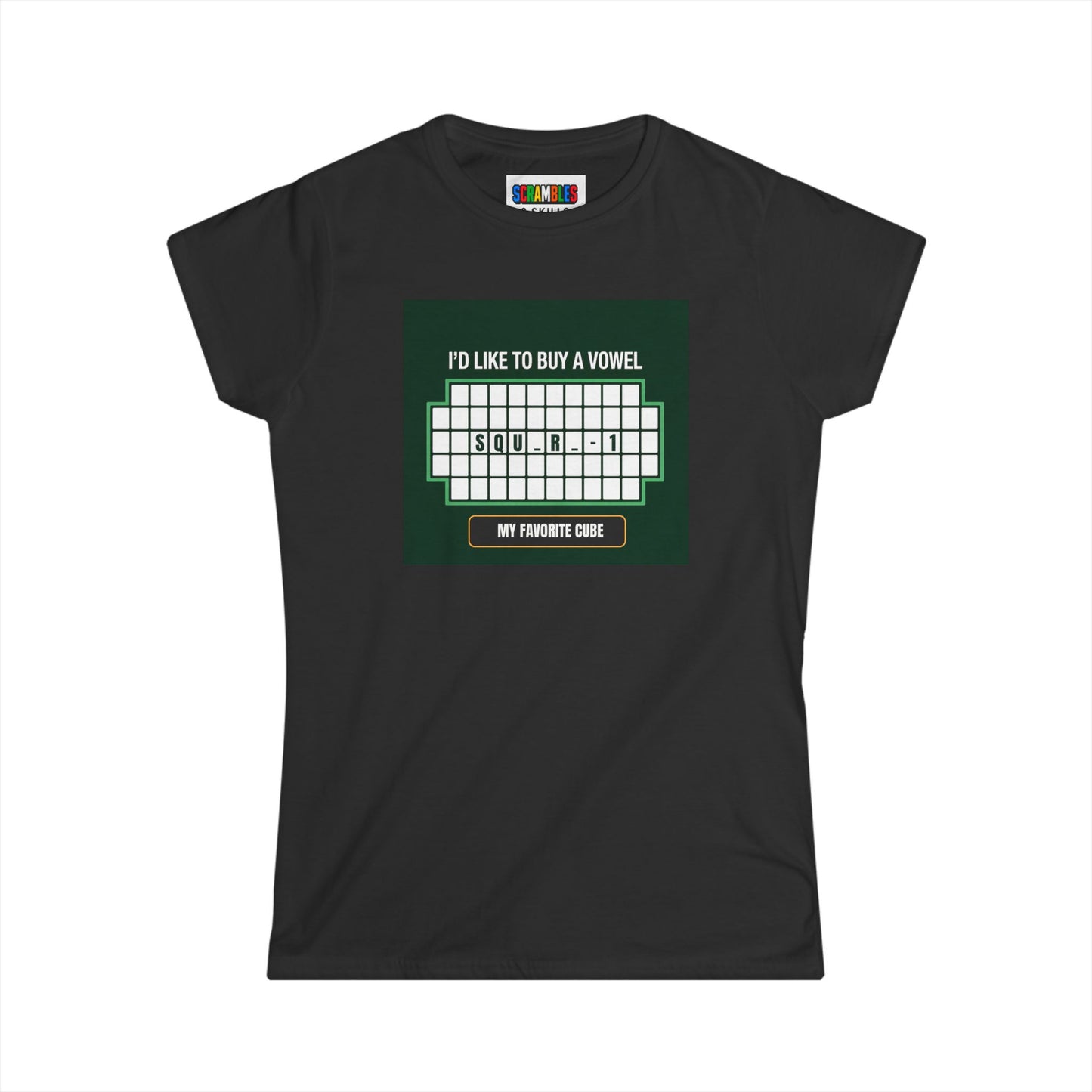 Square-1 - Vowel  - Rubik's Cube Art Women's Softstyle T-Shirt