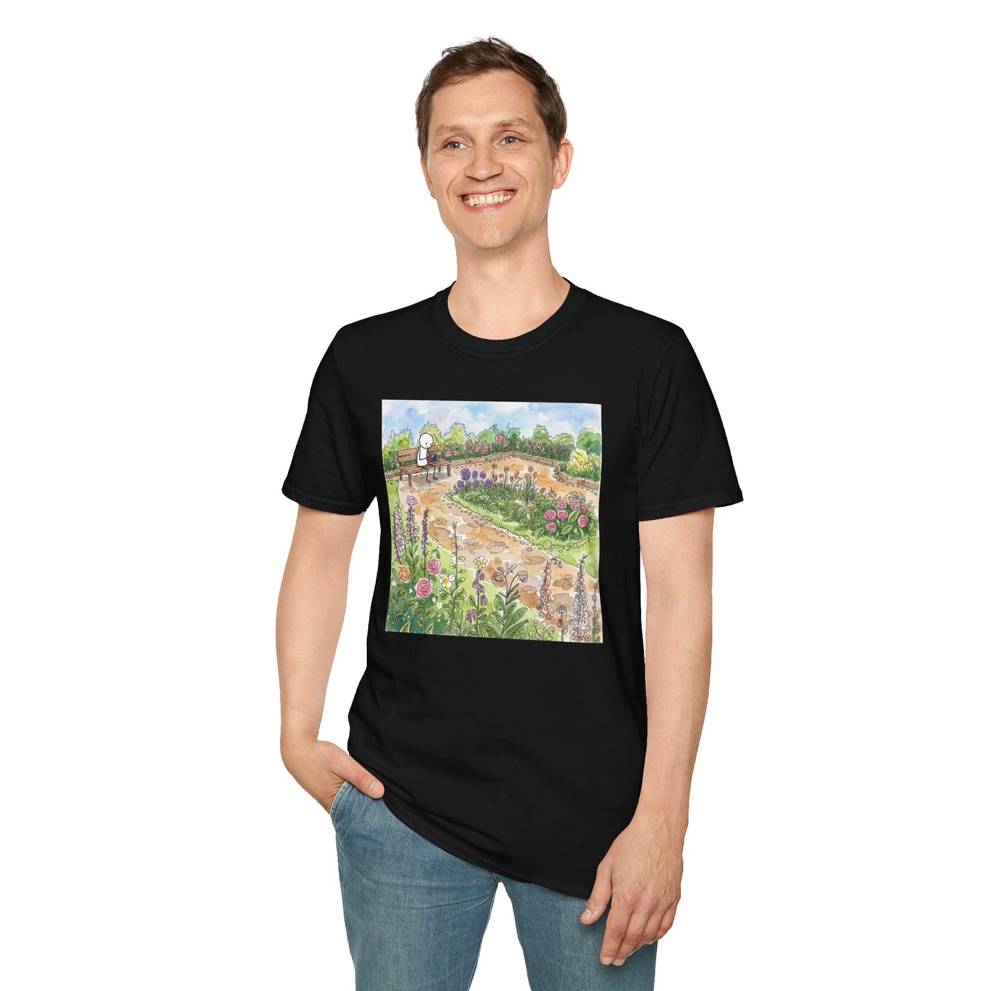 Garden Watercolor Unisex Graphic Softstyle T-Shirt
