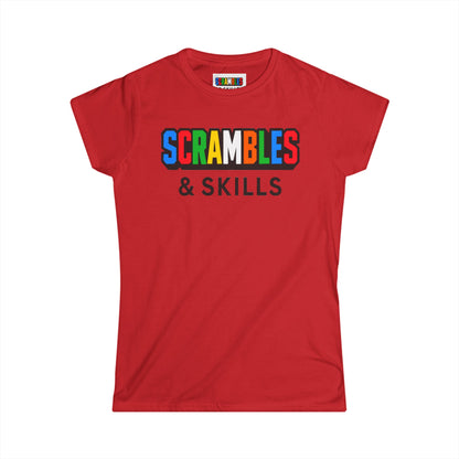 Scrambles & Skills - Rubik's Cube Art  Women's Softstyle T-Shirt