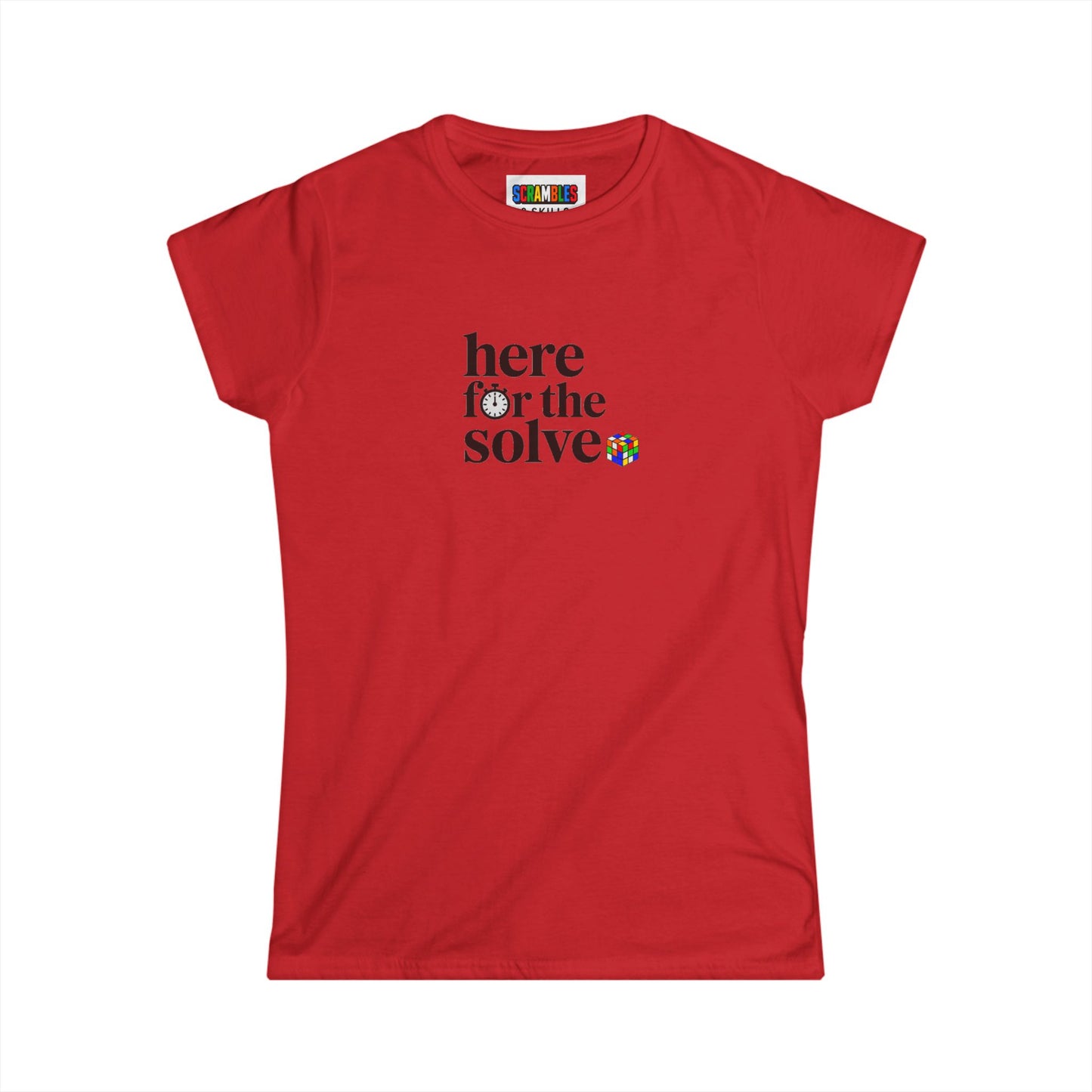 Here For The Solve - Rubik's Cube Art Women's Softstyle T-Shirt