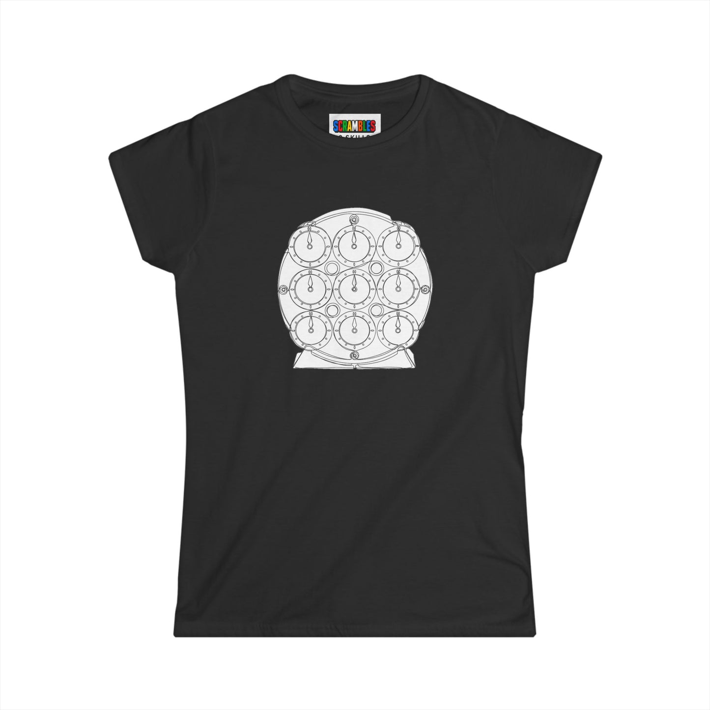 Clock Doodle -Rubik's Cube Art  Women's Softstyle T-Shirt