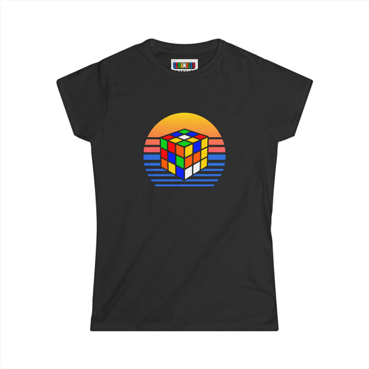 ⚡ Express - Rubik's Cube Shirt Sunset Solve Women's Softstyle T-Shirt| Fun Cubing Shirt