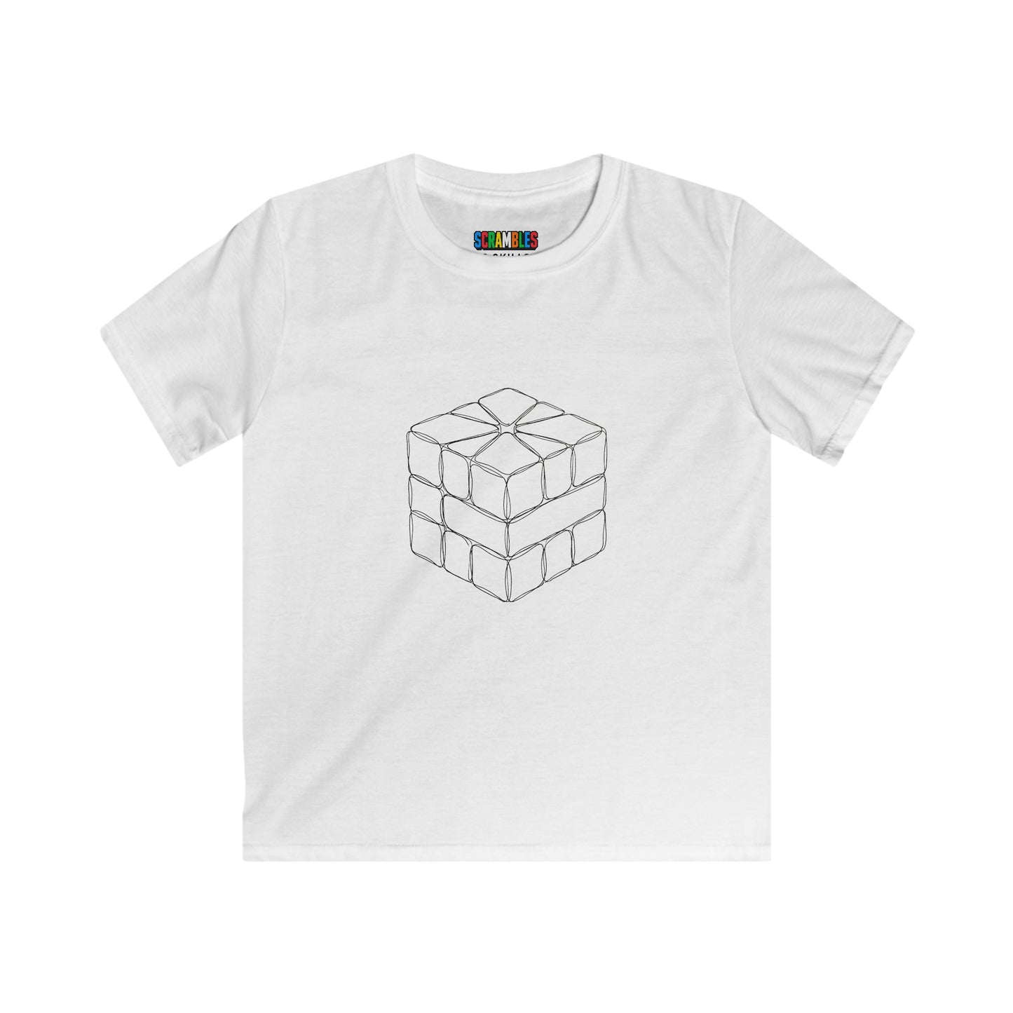 Square-1 Doodle - Rubik's Cube Art  Kids Softstyle Tee