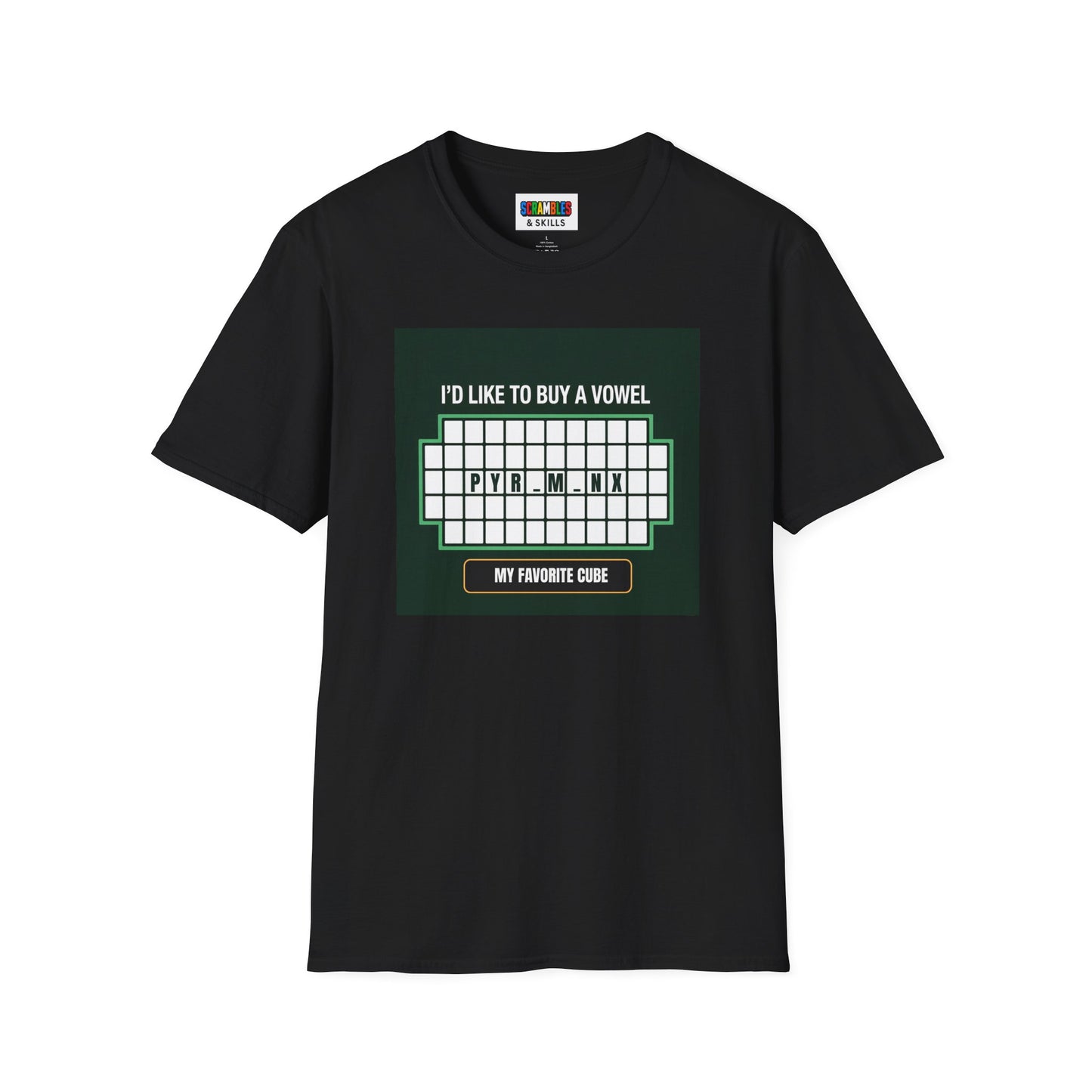 Pyraminx Vowel  - Rubik's Cube Art Unisex Graphic Softstyle T-Shirt