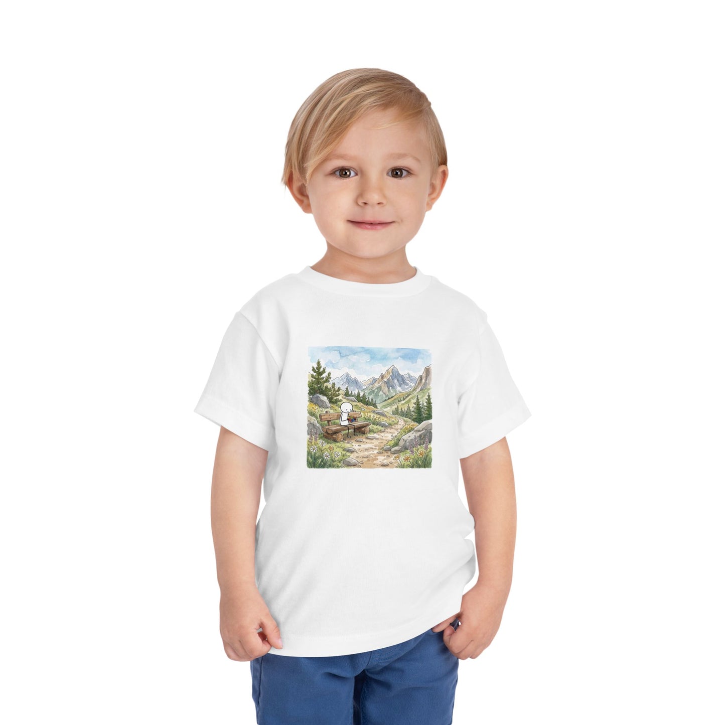 Mountain Watercolor  - Rubik's Cube Art Toddler Short Sleeve T-Shirt