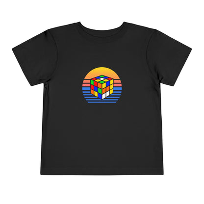 Rubik's Cube Shirt Sunset Solve Toddler Short Sleeve T-Shirt| Fun Cubing Shirt