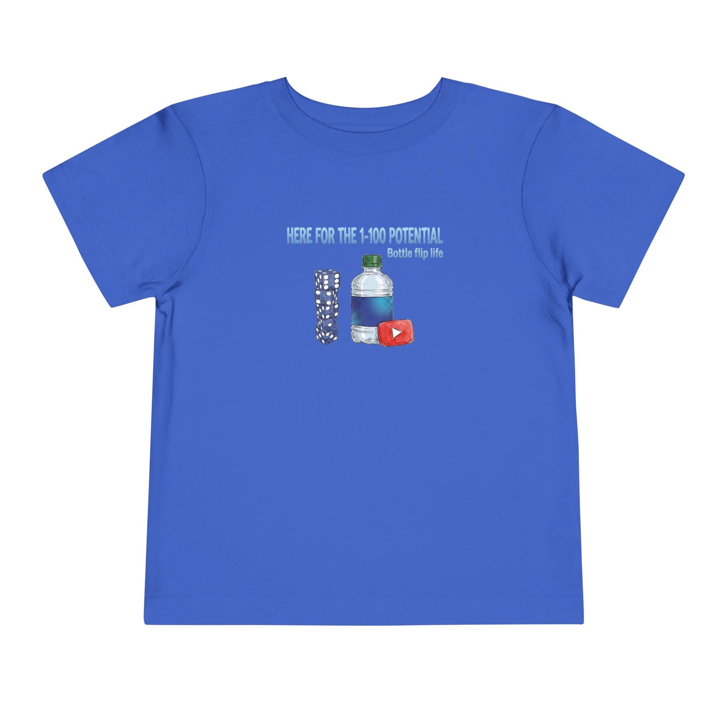 1 - 100 Potential Trick Shot Bottle Flipping Art Toddler Short Sleeve T-Shirt