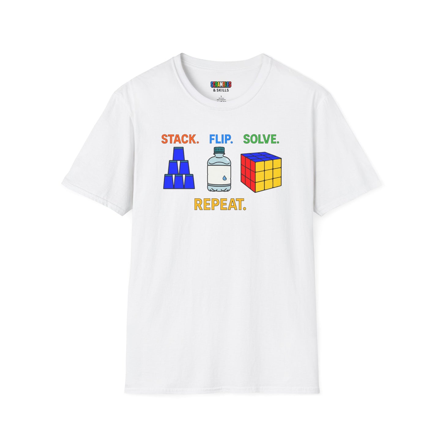 ⚡ Express - Flip Stack Solve Repeat Unisex Graphic Softstyle T-Shirt