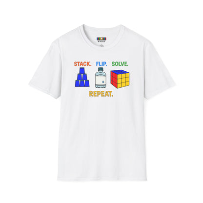 ⚡ Express - Flip Stack Solve Repeat Unisex Graphic Softstyle T-Shirt