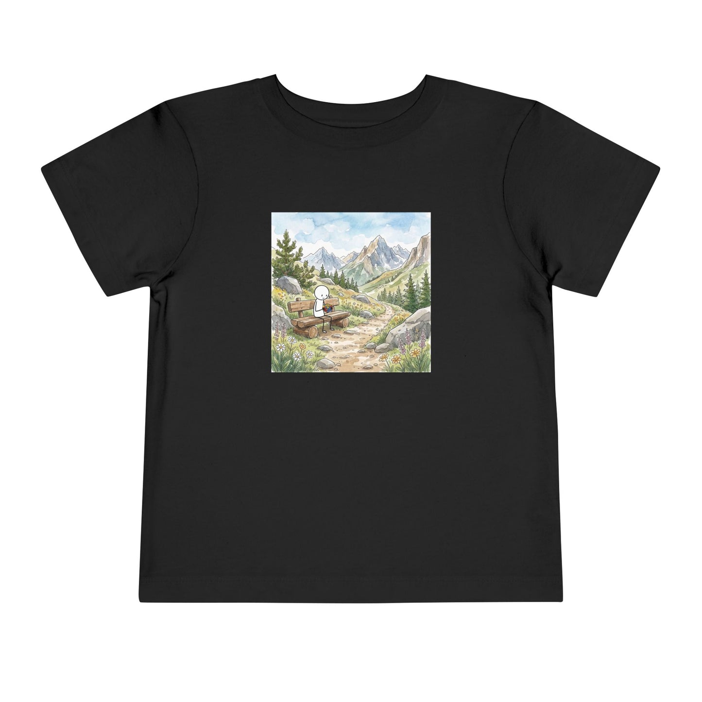 Mountain Watercolor  - Rubik's Cube Art Toddler Short Sleeve T-Shirt