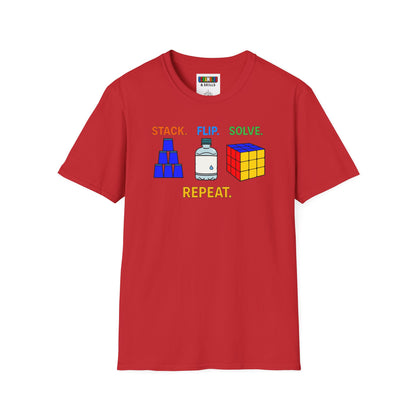 ⚡ Express - Flip Stack Solve Repeat Unisex Graphic Softstyle T-Shirt