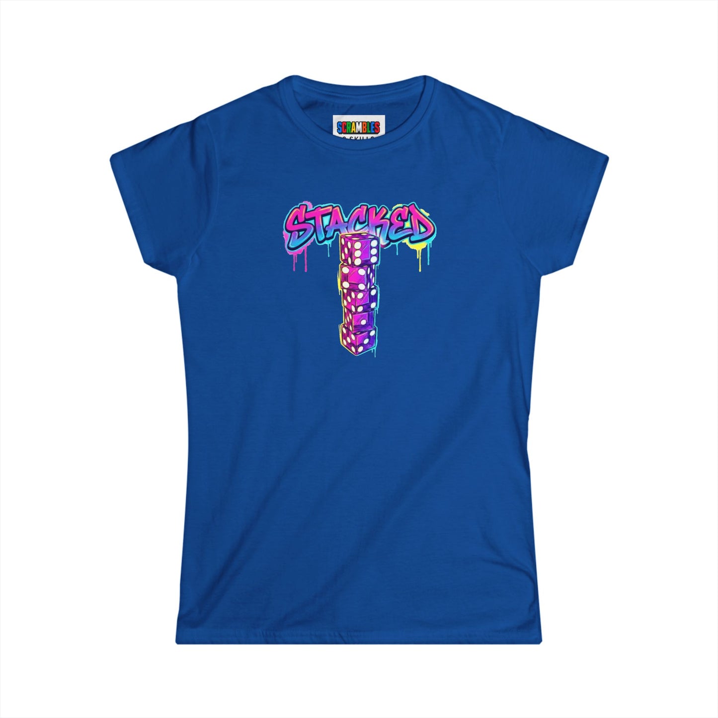 Stacked Dice Trick Shot Bottle Flip Art Women's Softstyle T-Shirt